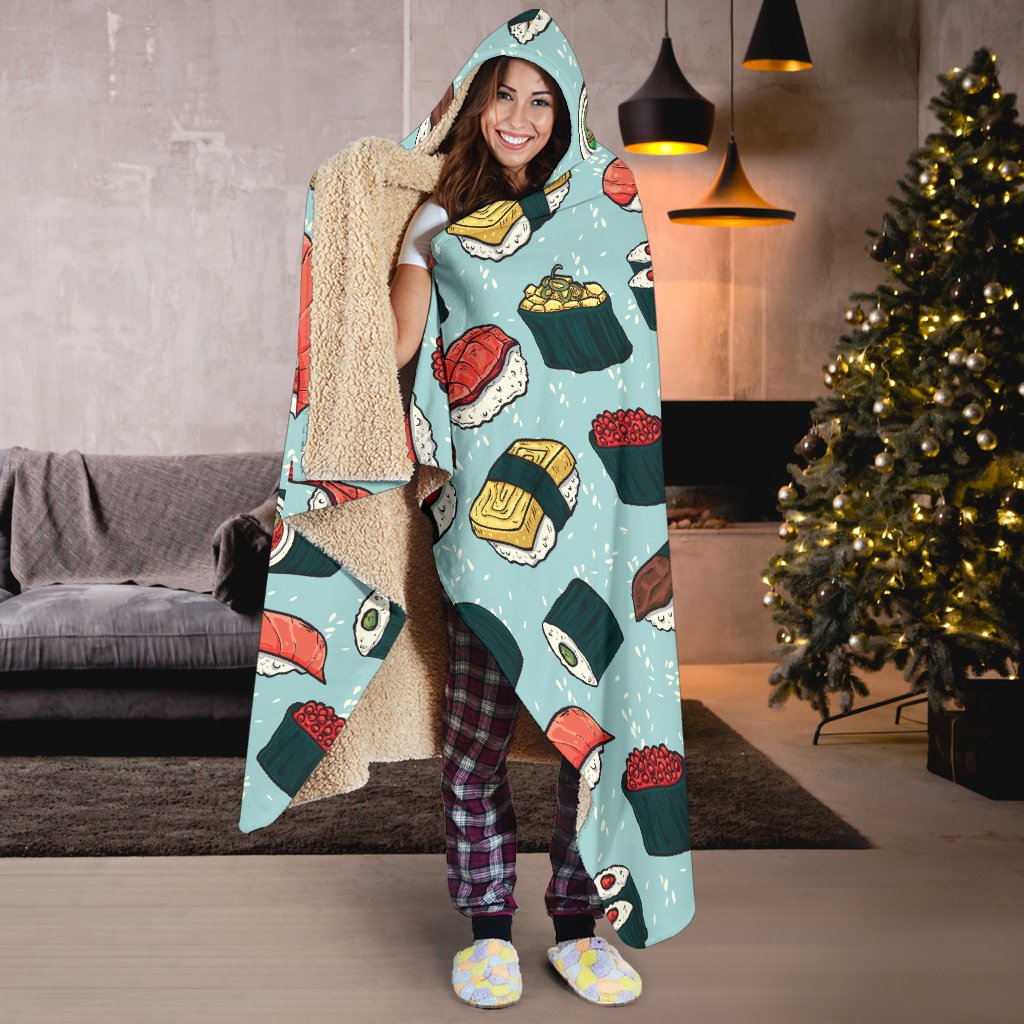 Sushi Pattern Design Hooded Blanket-JTAMIGO.COM