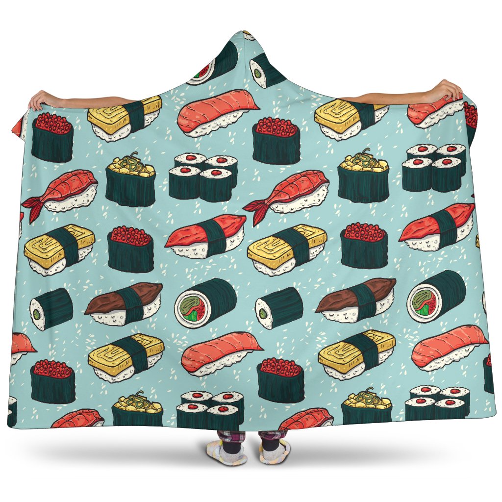 Sushi Pattern Design Hooded Blanket-JTAMIGO.COM