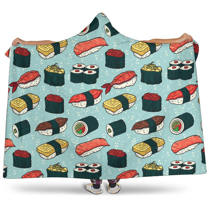 Sushi Pattern Design Hooded Blanket-JTAMIGO.COM