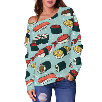 Sushi Pattern Design Off Shoulder Sweatshirt