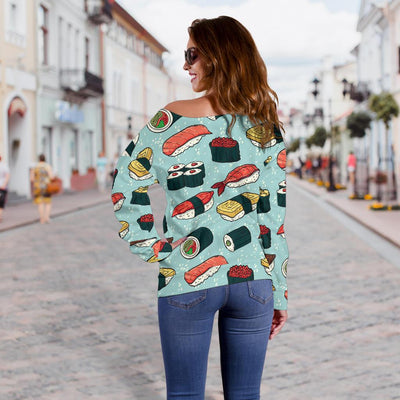 Sushi Pattern Design Off Shoulder Sweatshirt