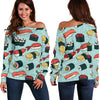 Sushi Pattern Design Off Shoulder Sweatshirt