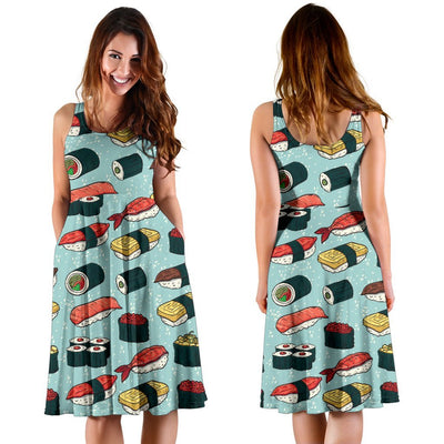 Sushi Pattern Design Sleeveless Dress