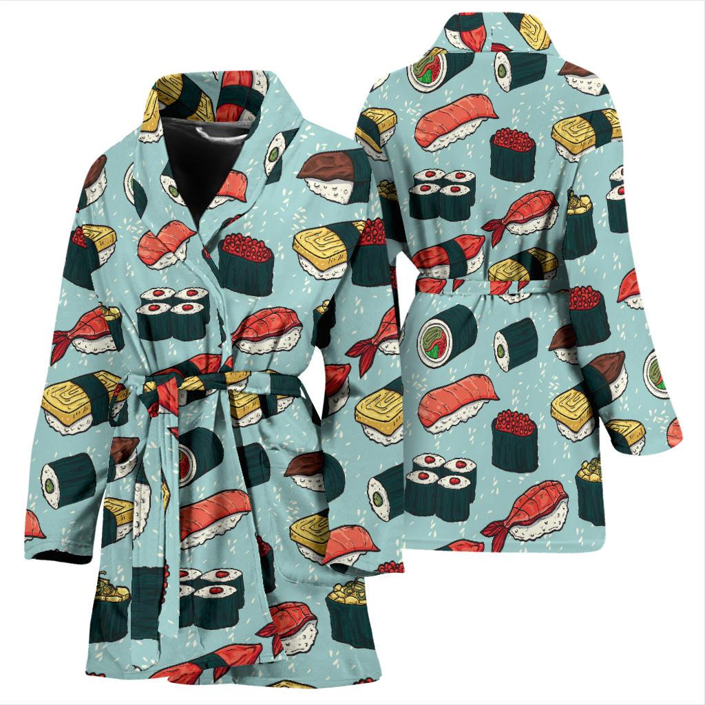 Sushi Pattern Design Women Bath Robe-JTAMIGO.COM