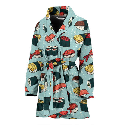 Sushi Pattern Design Women Bath Robe-JTAMIGO.COM