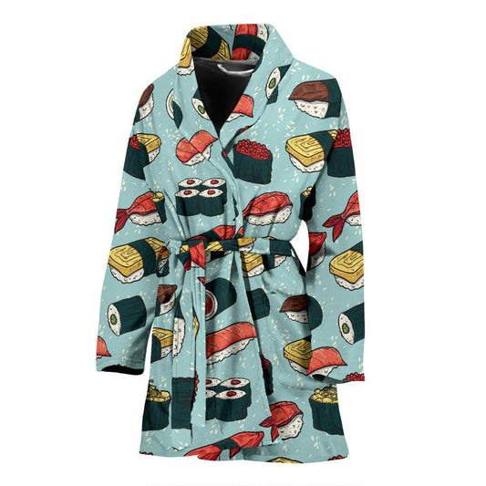 Sushi Pattern Design Women Bath Robe-JTAMIGO.COM
