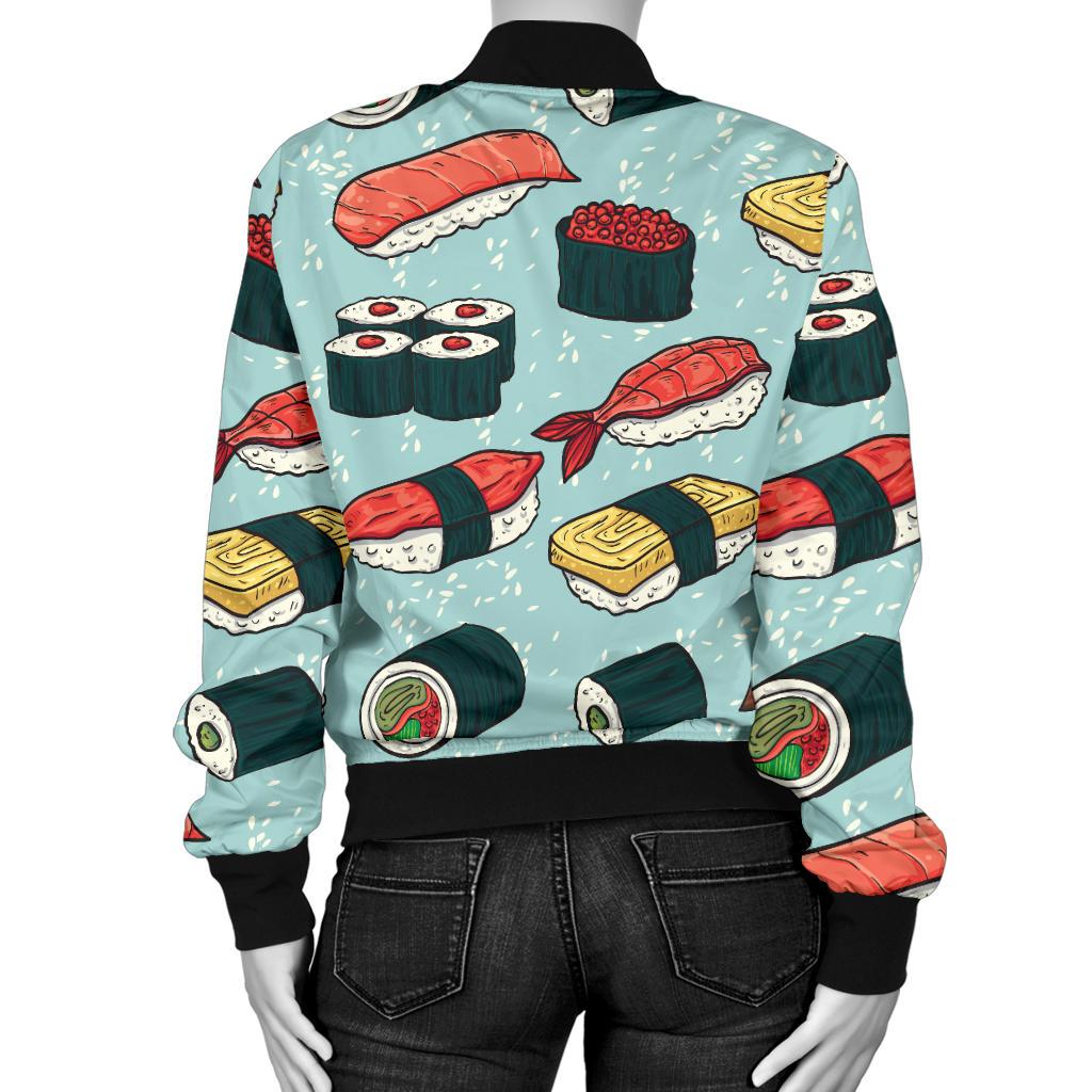 Sushi Pattern Design Women Casual Bomber Jacket