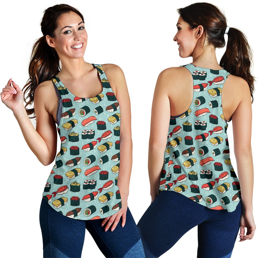 Sushi Pattern Design Women Racerback Tank Top