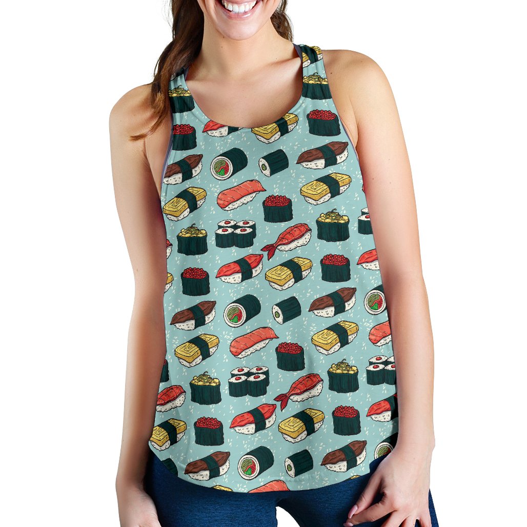 Sushi Pattern Design Women Racerback Tank Top