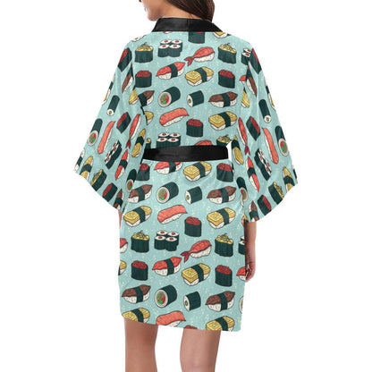 Sushi Pattern Design Women Short Kimono Robe