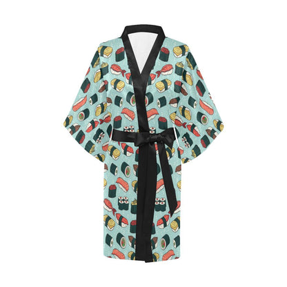Sushi Pattern Design Women Short Kimono Robe