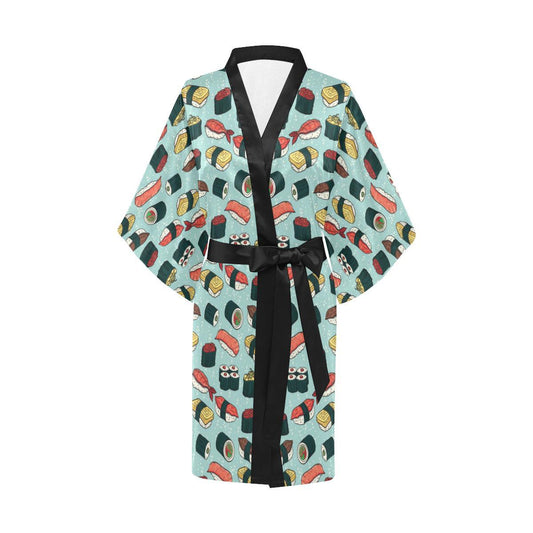 Sushi Pattern Design Women Short Kimono Robe