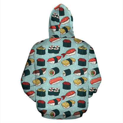 Sushi Pattern Design Zip Up Hoodie