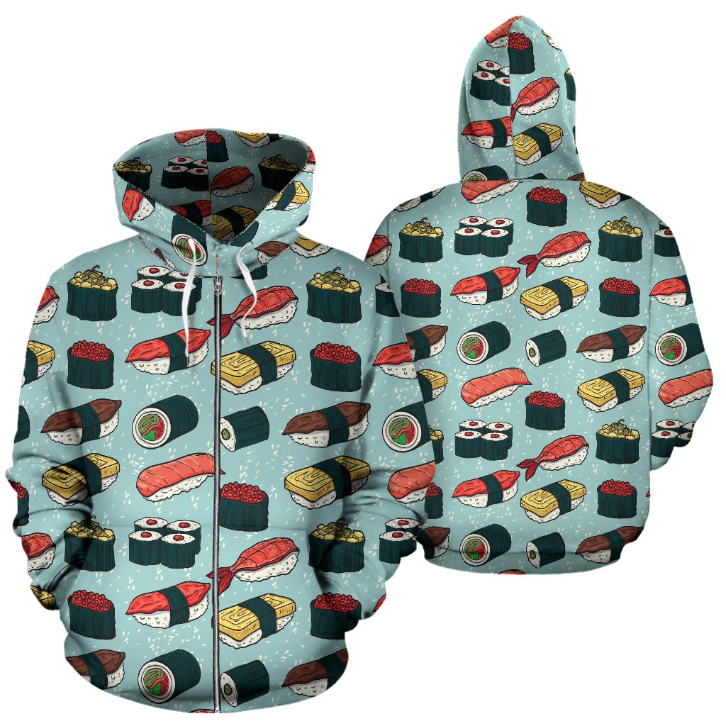 Sushi Pattern Design Zip Up Hoodie