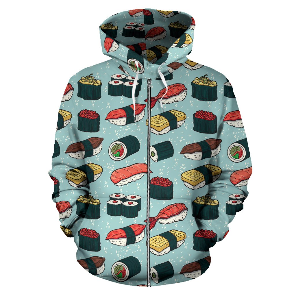Sushi Pattern Design Zip Up Hoodie