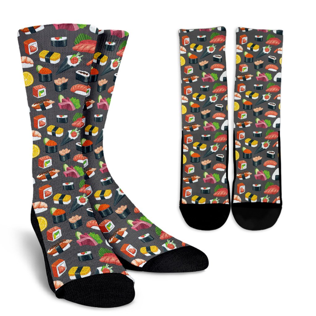 Sushi Pattern Print Crew Socks