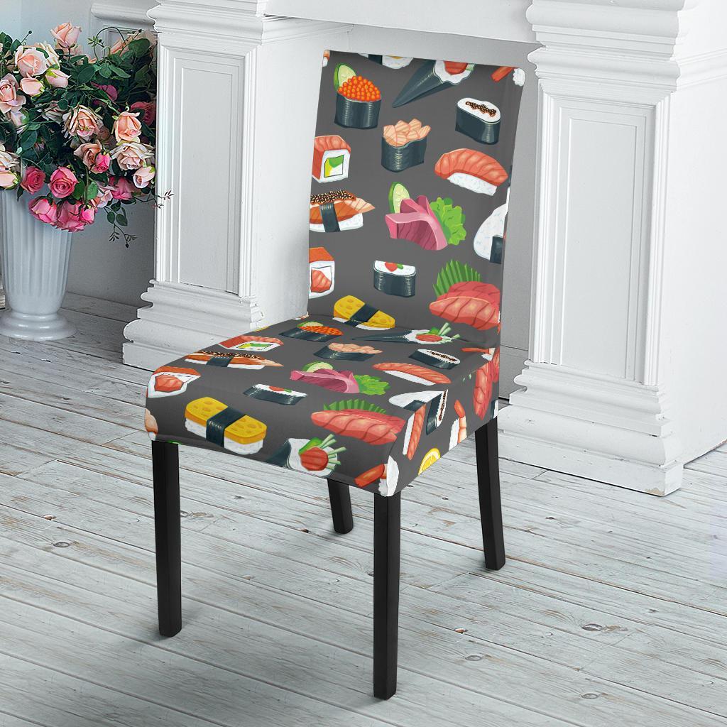 Sushi Pattern Print Dining Chair Slipcover-JTAMIGO.COM