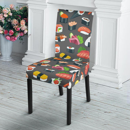 Sushi Pattern Print Dining Chair Slipcover-JTAMIGO.COM