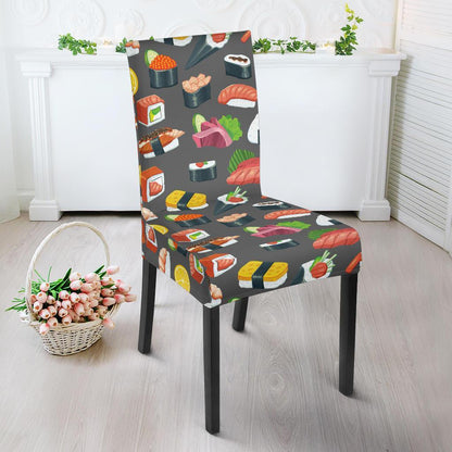 Sushi Pattern Print Dining Chair Slipcover-JTAMIGO.COM