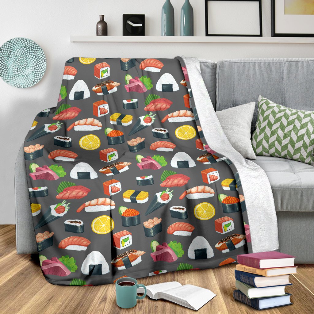 Sushi Pattern Print Fleece Blanket