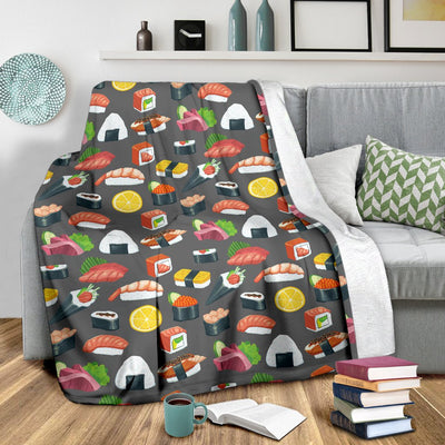 Sushi Pattern Print Fleece Blanket