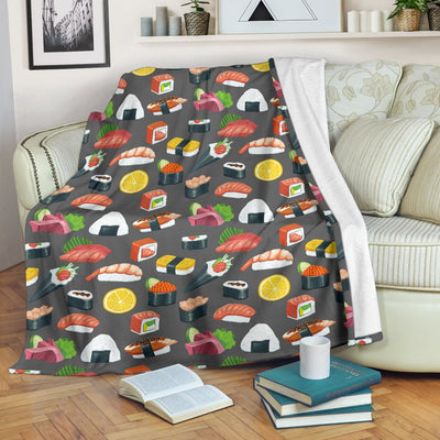 Sushi Pattern Print Fleece Blanket
