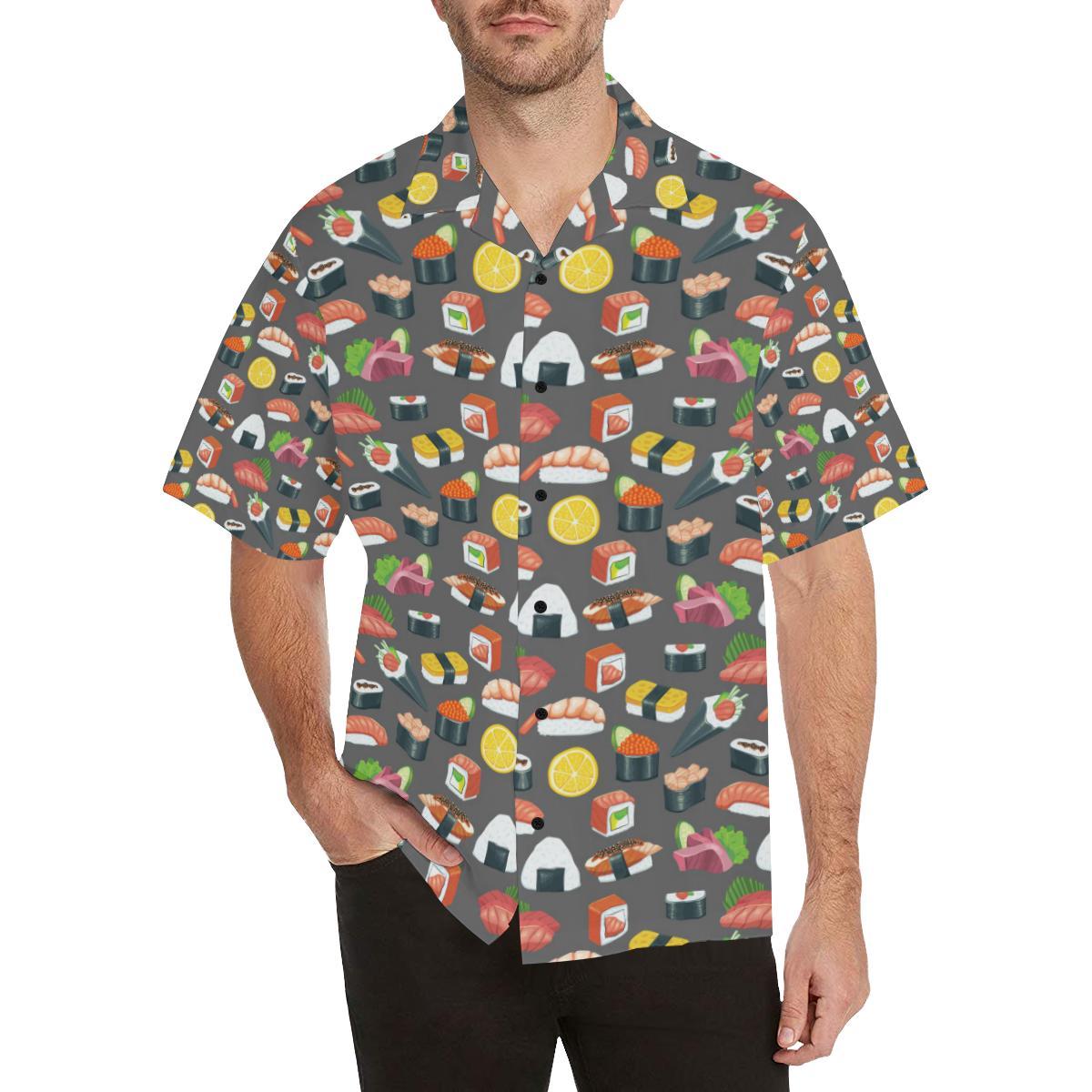 Sushi Pattern Print Men Aloha Hawaiian Shirt