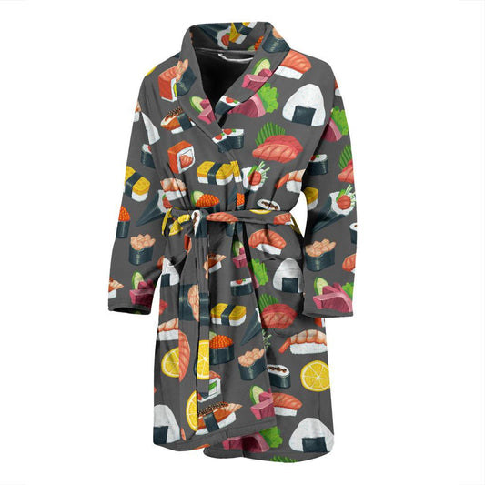 Sushi Pattern Print Men Bath Robe-JTAMIGO.COM