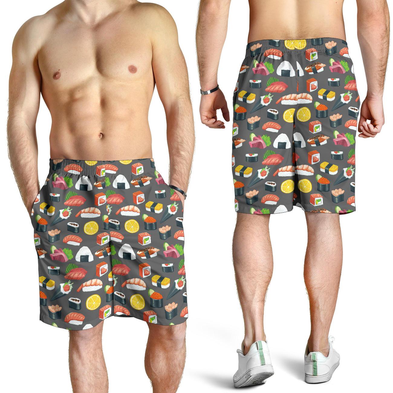 Sushi Pattern Print Mens Shorts-JTAMIGO.COM