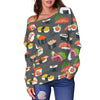 Sushi Pattern Print Off Shoulder Sweatshirt