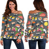 Sushi Pattern Print Off Shoulder Sweatshirt