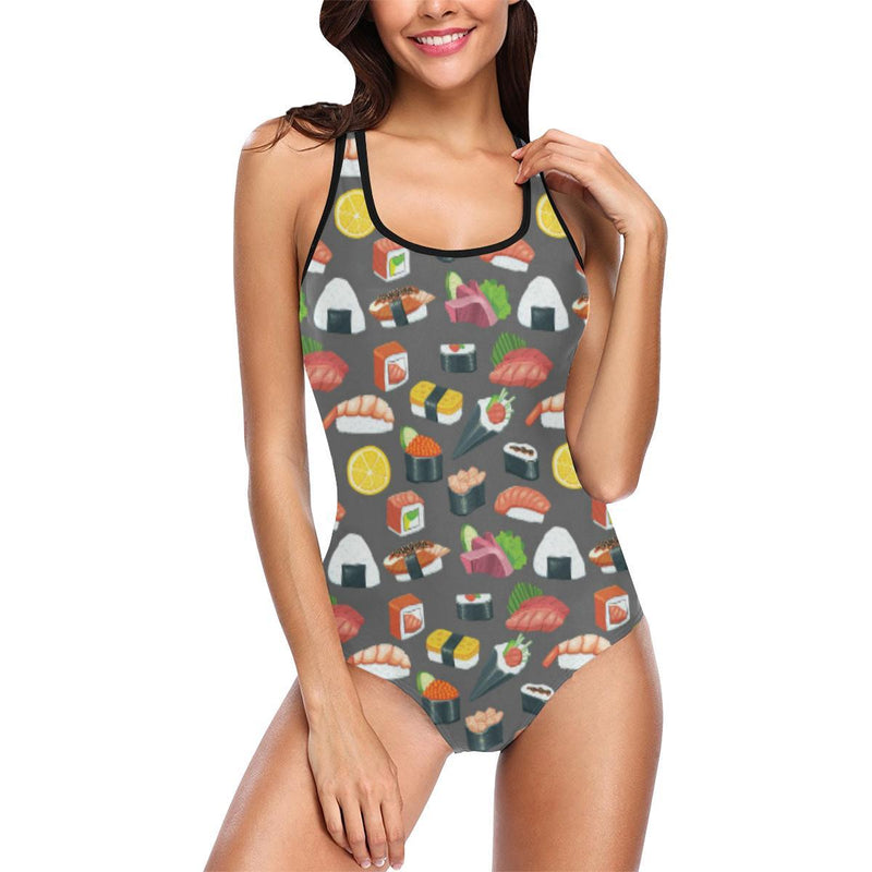 Sushi Pattern Print One Piece Swimsuit-JTAMIGO.COM