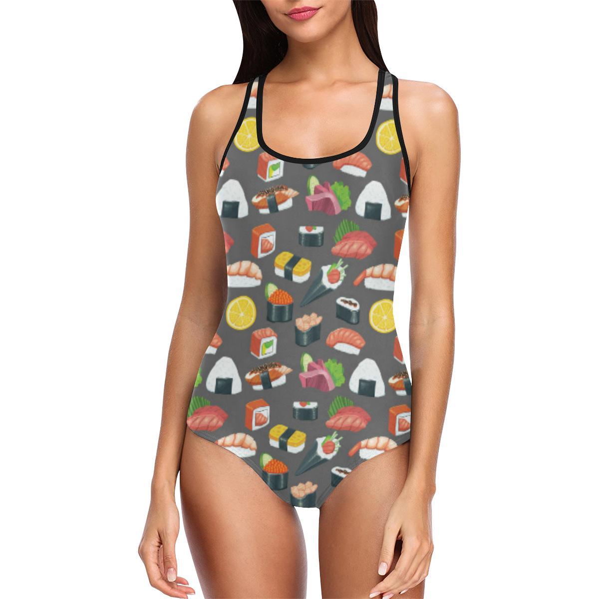 Sushi Pattern Print One Piece Swimsuit-JTAMIGO.COM