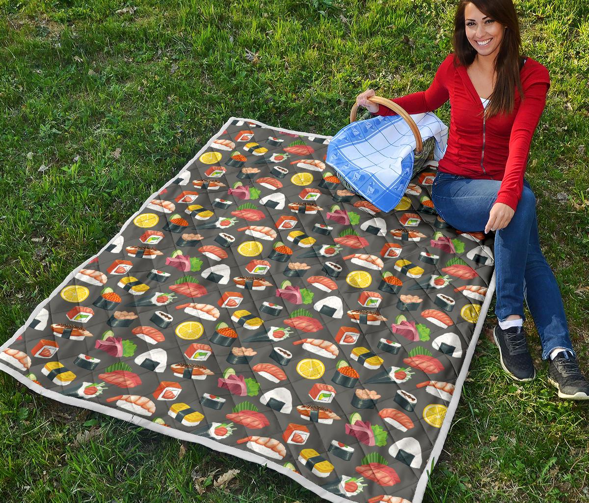 Sushi Pattern Print Premium Quilt-JTAMIGO.COM