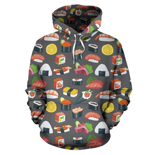Sushi Pattern Print Pullover Hoodie