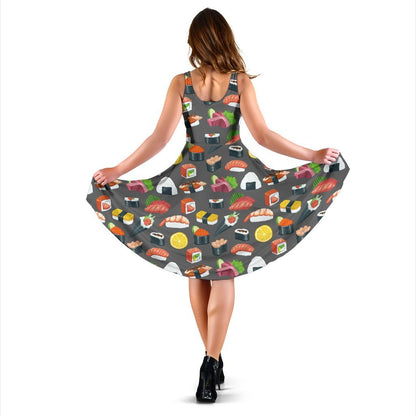 Sushi Pattern Print Sleeveless Dress