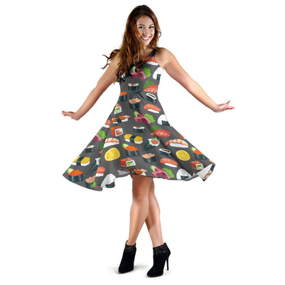 Sushi Pattern Print Sleeveless Dress