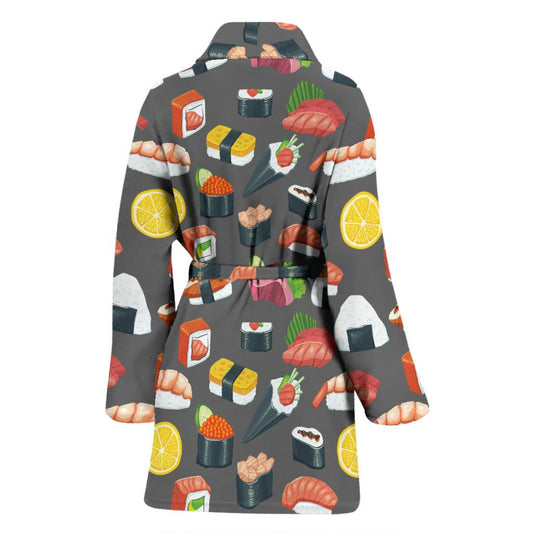 Sushi Pattern Print Women Bath Robe-JTAMIGO.COM