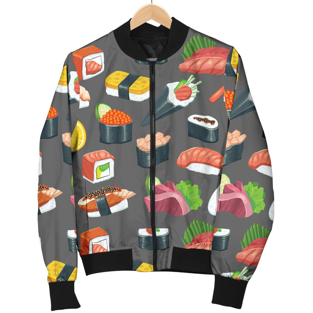 Sushi Pattern Print Women Casual Bomber Jacket