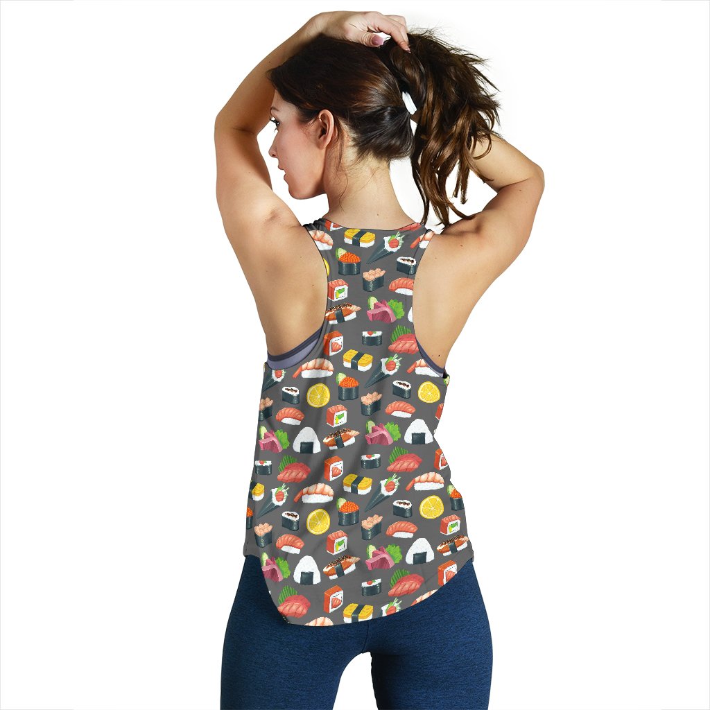Sushi Pattern Print Women Racerback Tank Top