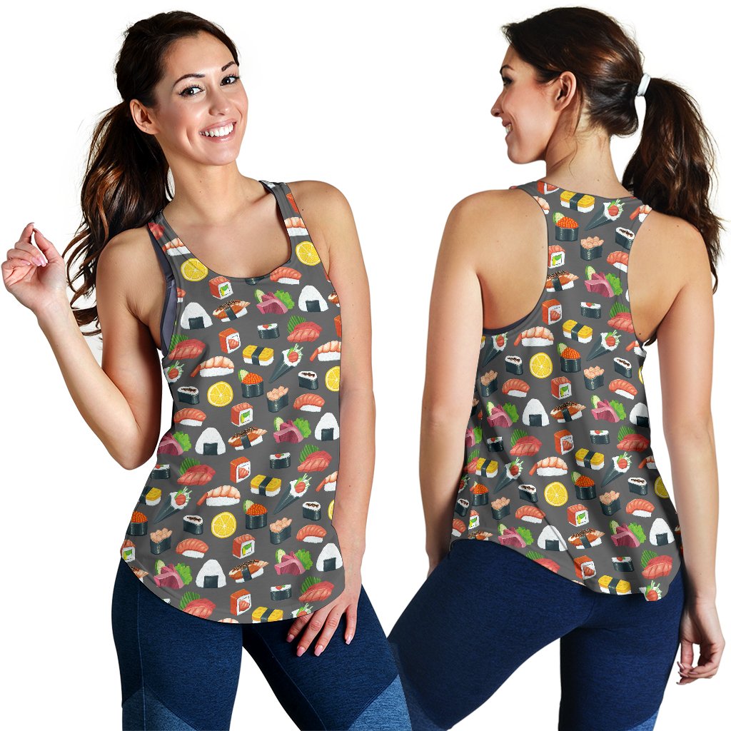 Sushi Pattern Print Women Racerback Tank Top