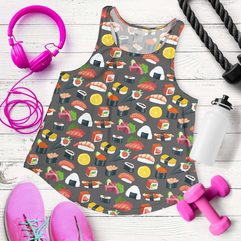 Sushi Pattern Print Women Racerback Tank Top