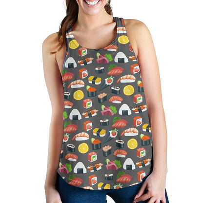 Sushi Pattern Print Women Racerback Tank Top