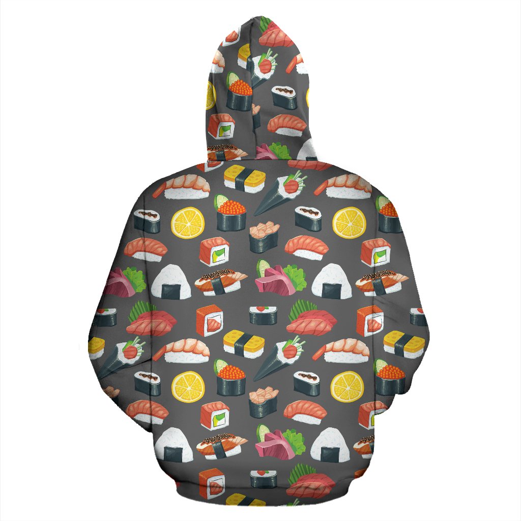 Sushi Pattern Print Zip Up Hoodie