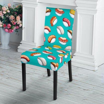Sushi Themed Print Dining Chair Slipcover-JTAMIGO.COM