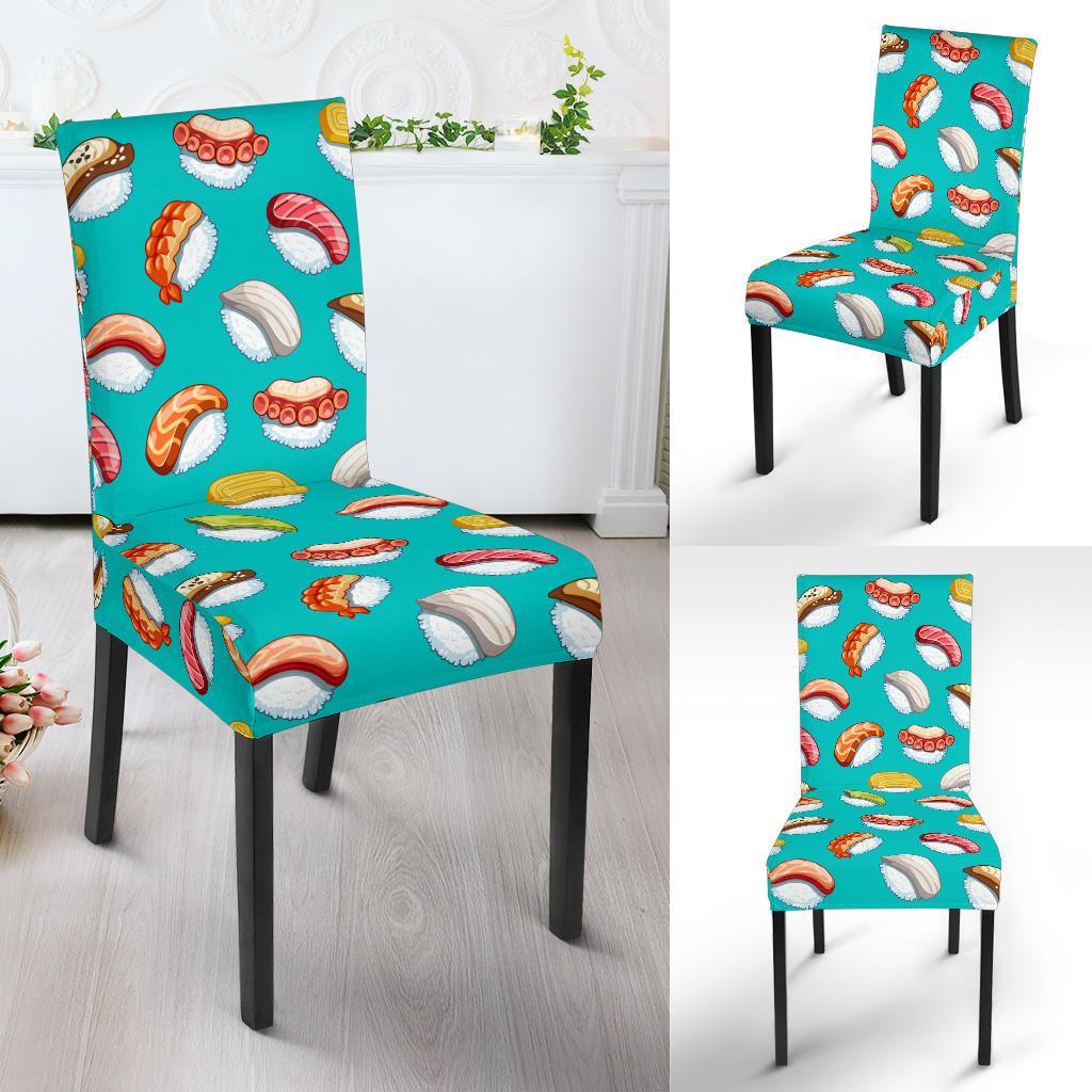 Sushi Themed Print Dining Chair Slipcover-JTAMIGO.COM