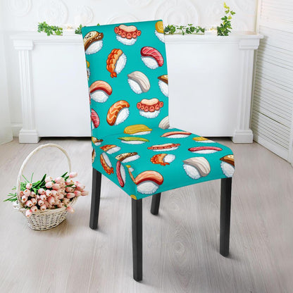 Sushi Themed Print Dining Chair Slipcover-JTAMIGO.COM