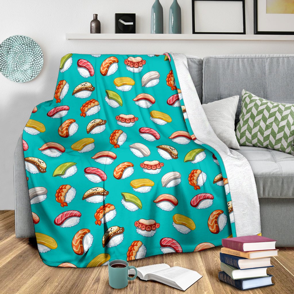Sushi Themed Print Fleece Blanket