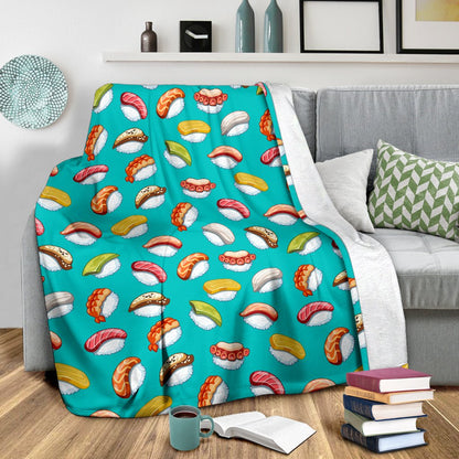 Sushi Themed Print Fleece Blanket