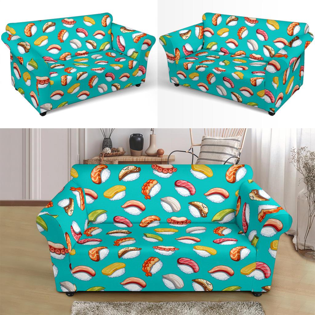 Sushi Themed Print Loveseat Slipcover-JTAMIGO.COM
